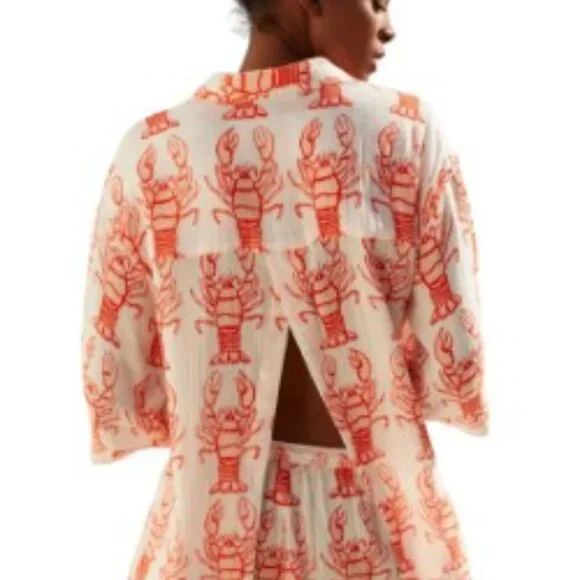 Anthropologie Lobster Essential Gauzy Shirt Small - Picture 2 of 6